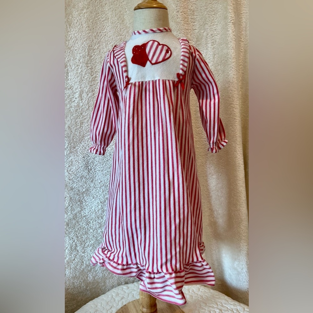 Little Girls Vintage Gown Her Majesty Red White Striped Size T - 3